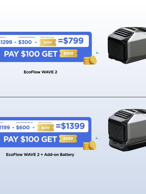 $200 EcoFlow WAVE 2 Extra Coupon Free shipping